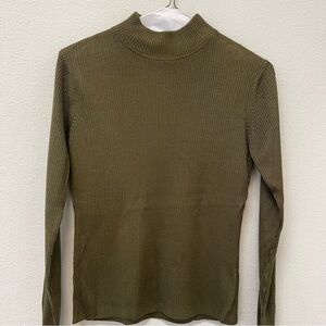 Khaki Ribbed Turtleneck Sweater